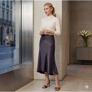 Tori Richard black silk skirt quiet luxury Carolyn Bessette style Size 14